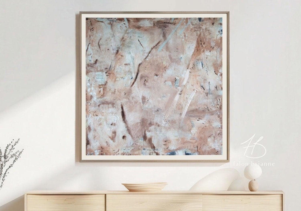 Neutral Abstract Painting Framed Print, large minimalist abstract art, Modern textured pastel multicolor, Trendy aesthetic large wall art